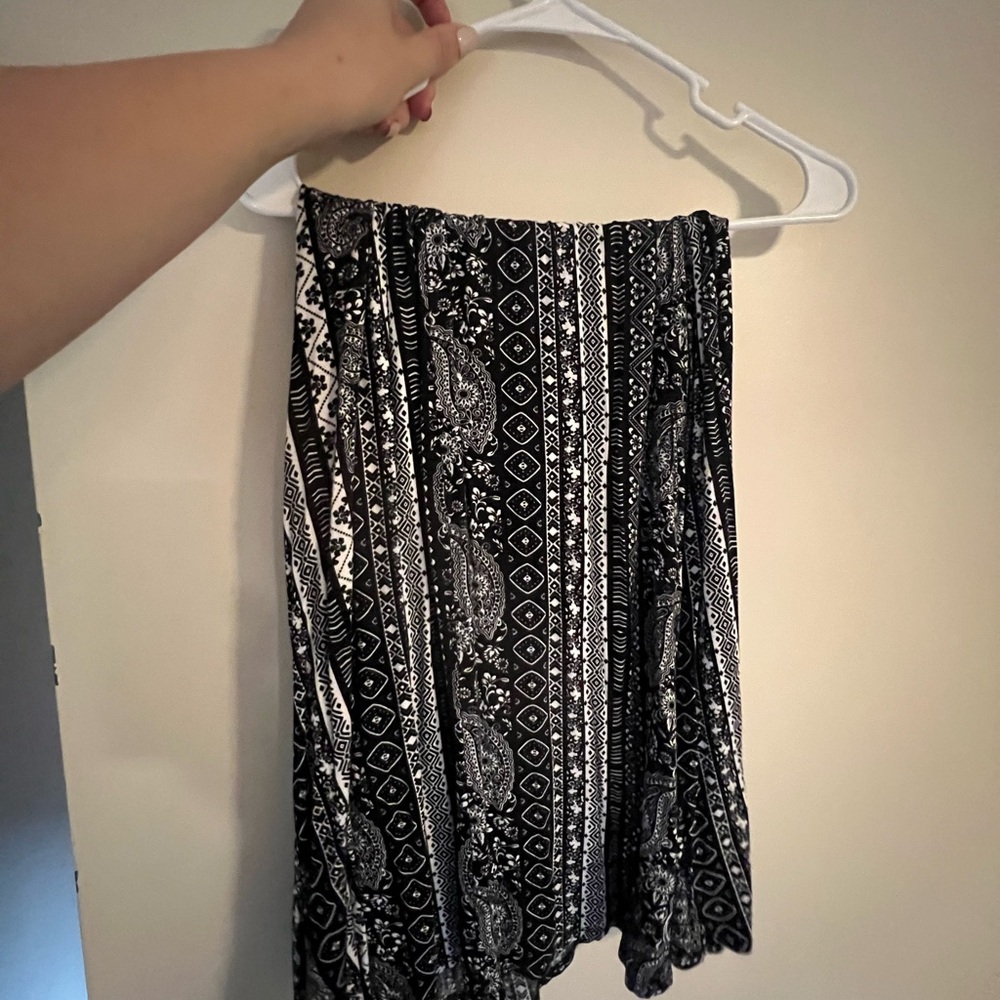 Black and White Patterned Women's Skirt floor length